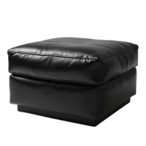 furniture, black, leather, ottoman, smooth, surface, simple, design transparent PNG cut-out
