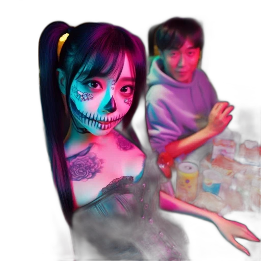 creature, mask, robot, face, concept art, photorealistic, vaporwave, 3d render transparent PNG cut-out