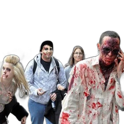 staff, concept art, 3d render, photorealistic, group, people, dressed, zombies transparent PNG cut-out