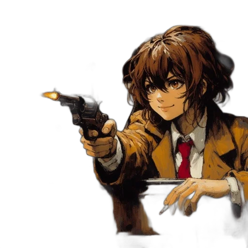 weapon, jacket, staff, anime, concept art, pixel art, comic book art, young transparent PNG cut-out