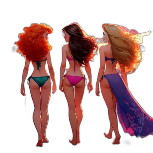 concept art, fantasy art, pixel art, comic book art, colorful, neon, three, female transparent PNG cut-out