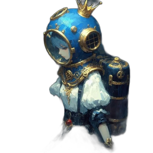 robot, mask, staff, weapon, concept art, fantasy art, 3d render, watercolor transparent PNG cut-out