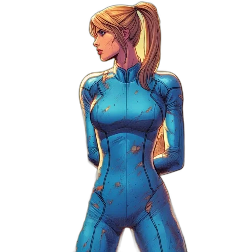 robot, dress, jacket, comic book art, concept art, cartoon, pixel art, blue transparent PNG cut-out