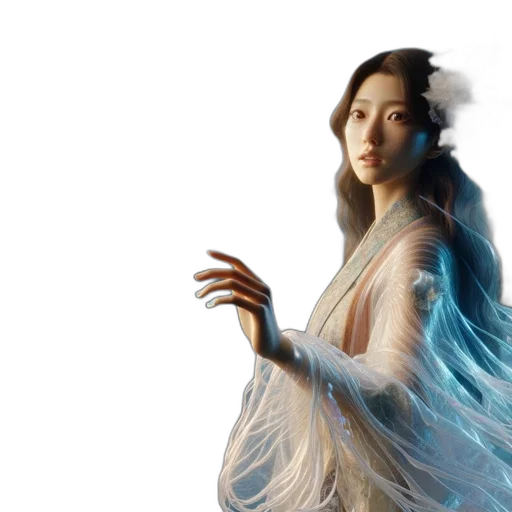 dress, dragon, photorealistic, concept art, fantasy art, 3d render, blue, ethereal transparent PNG cut-out