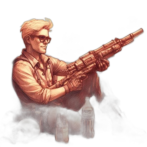 weapon, staff, concept art, comic book art, cyberpunk, pixel art, individual, wearing transparent PNG cut-out