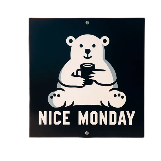 3d render, monochrome, signboard, smiling, polar, bear, text, nice transparent PNG cut-out
