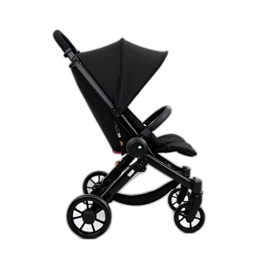 umbrella, black, stroller, canopy, displayed, against, white, background transparent PNG cut-out