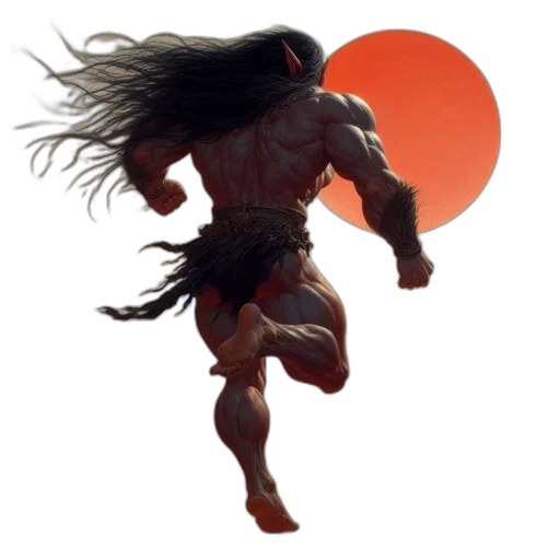 creature, hair, animal, fantasy art, concept art, comic book art, 3d render, athletic transparent PNG cut-out
