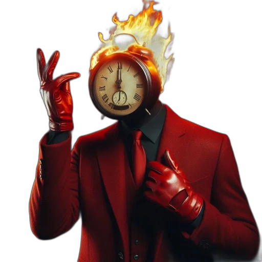 mask, jacket, staff, concept art, cyberpunk, fire, red, individual transparent PNG cut-out