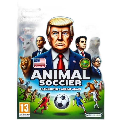 animal, concept art, pixel art, 3d render, soccer, game, cover, shows transparent PNG cut-out