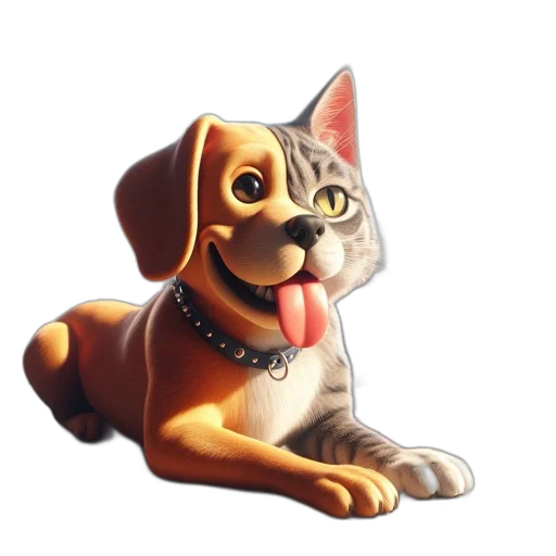 staff, animal, 3d render, photorealistic, concept art, pixel art, hybrid, dog-cat transparent PNG cut-out