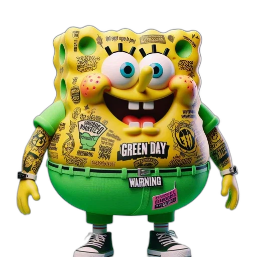 robot, creature, food, animal, 3d render, concept art, green, spongebob transparent PNG cut-out