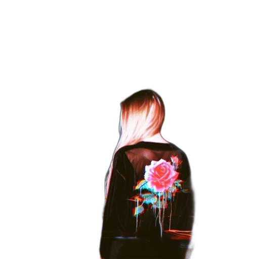 jacket, flower, dress, hair, vaporwave, pixel art, 3d render, concept art transparent PNG cut-out