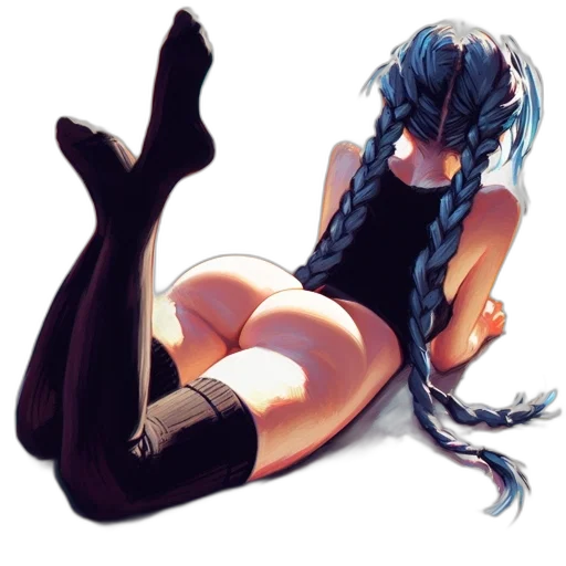 dress, hair, anime, pixel art, concept art, fantasy art, blue, monochrome transparent PNG cut-out