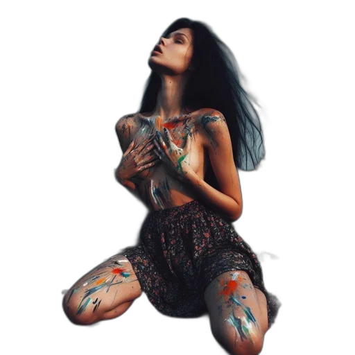 dress, jewelry, photorealistic, fantasy art, concept art, cyberpunk, outer space, dark transparent PNG cut-out