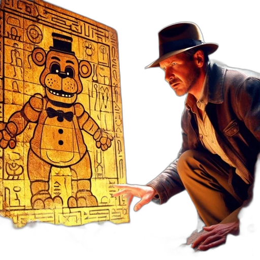 robot, concept art, comic book art, explorer-attired, man, scrutinizes, detailed, golden transparent PNG cut-out