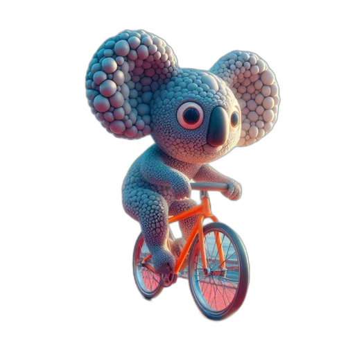 creature, robot, 3d render, concept art, blue, artistic, rendition, koala-like transparent PNG cut-out