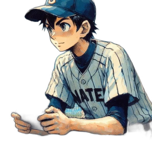 watercolor, cartoon, anime, pixel art, blue, young, male, character transparent PNG cut-out