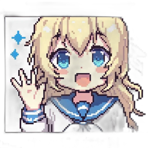 staff, robot, pixel art, anime, cartoon, vaporwave, blue, monochrome transparent PNG cut-out