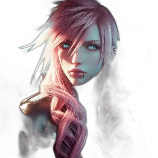 face, robot, weapon, concept art, fantasy art, cyberpunk, photorealistic, neon lights transparent PNG cut-out