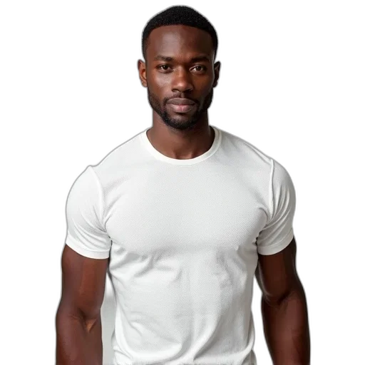 face, jacket, staff, man, muscular, build, wearing, white transparent PNG cut-out