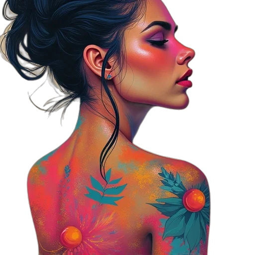 dress, face, jewelry, flower, photorealistic, watercolor, fantasy art, oil painting transparent PNG cut-out