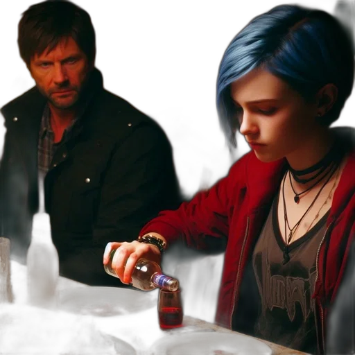 bottle, jacket, concept art, cyberpunk, photorealistic, comic book art, fire, neon lights transparent PNG cut-out
