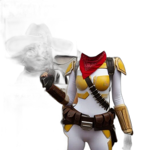 staff, robot, weapon, mask, concept art, 3d render, fantasy art, comic book art transparent PNG cut-out