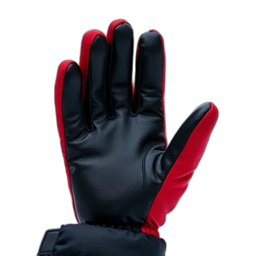 black, red, winter, glove, textured, palm, fingers, thumb transparent PNG cut-out