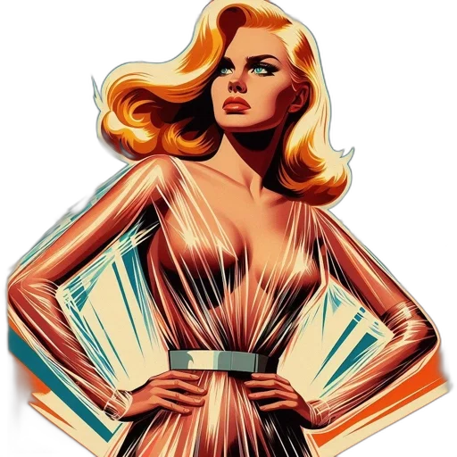 dress, jewelry, comic book art, cartoon, concept art, photorealistic, golden, earth tones transparent PNG cut-out