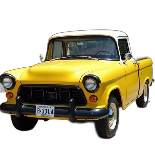 car, photorealistic, 3d render, yellow, pickup, truck, white, roof transparent PNG cut-out