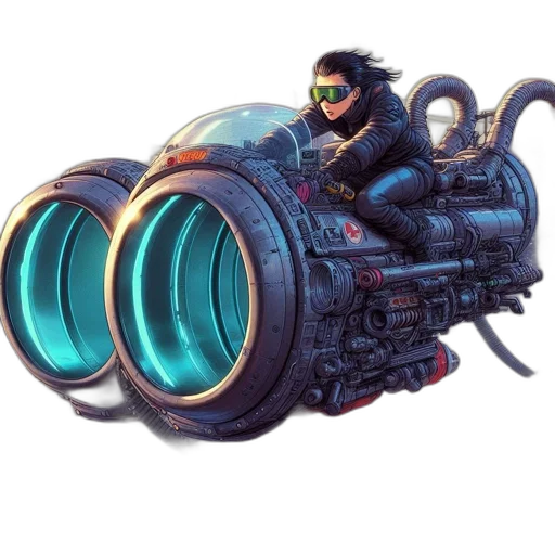 weapon, robot, car, concept art, cyberpunk, 3d render, comic book art, futuristic transparent PNG cut-out