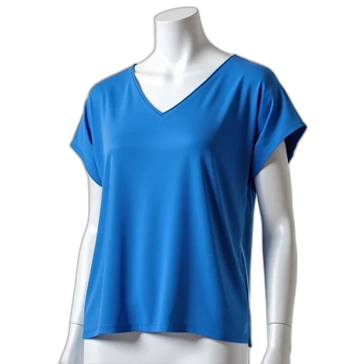 dress, blue, mannequin, wearing, top, relaxed, fit, v-neckline transparent PNG cut-out