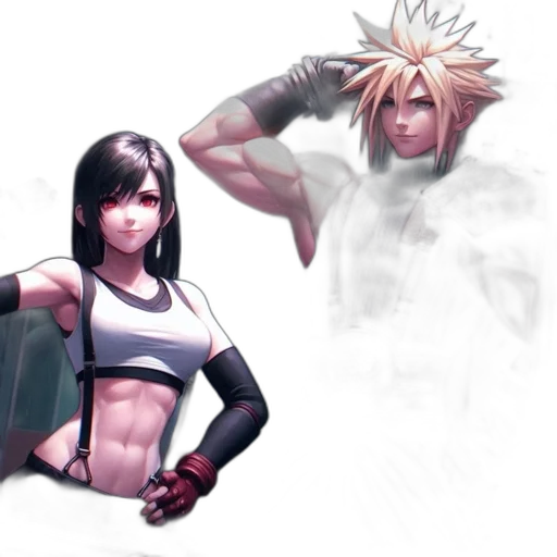 concept art, comic book art, fantasy art, 3d render, two, animated, characters, face transparent PNG cut-out