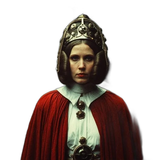 crown, staff, face, dress, photorealistic, concept art, regal, woman transparent PNG cut-out