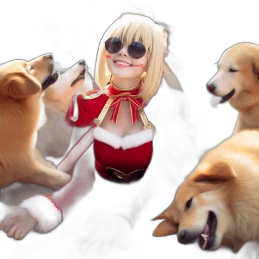 animal, creature, anime, concept art, 3d render, photorealistic, woman, santa-like transparent PNG cut-out