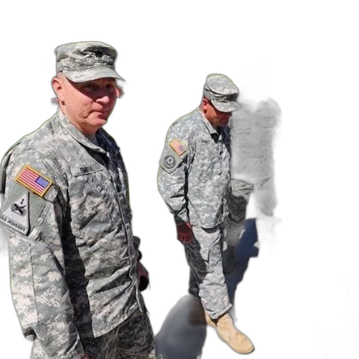 staff, jacket, weapon, hat, 3d render, concept art, photorealistic, four transparent PNG cut-out