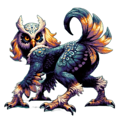 dragon, creature, animal, staff, concept art, fantasy art, pixel art, watercolor transparent PNG cut-out