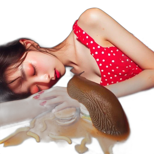 creature, animal, photorealistic, underwater, young, woman, lies, floor transparent PNG cut-out