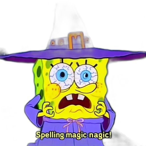 hat, mask, staff, creature, underwater, fire, fog, spongebob transparent PNG cut-out