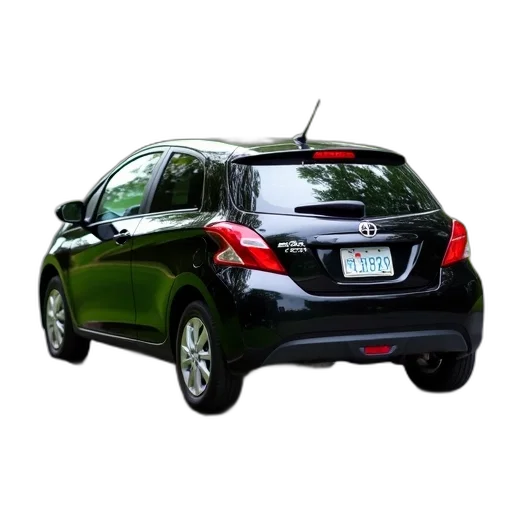 car, 3d render, photorealistic, black, compact, parked, street, green transparent PNG cut-out