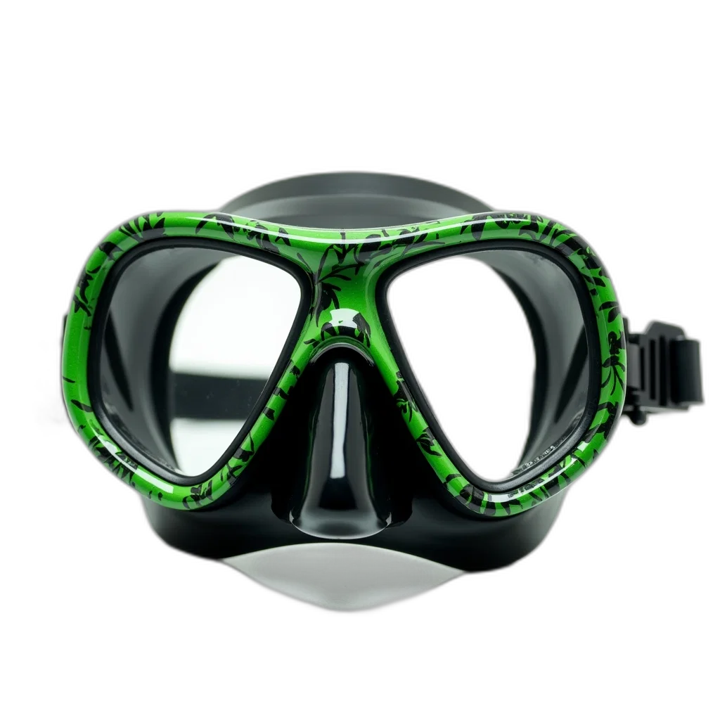 mask, jewelry, 3d render, cyberpunk, concept art, green, close-up, black transparent PNG cut-out