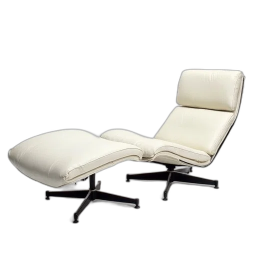 furniture, 3d render, eames, long, chaise, white, leather, lounge transparent PNG cut-out