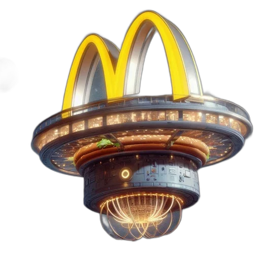 food, crown, hat, weapon, 3d render, photorealistic, concept art, vaporwave transparent PNG cut-out