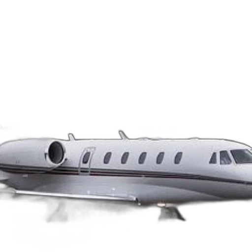3d render, sleek, white, private, jet, black, accents, parked transparent PNG cut-out