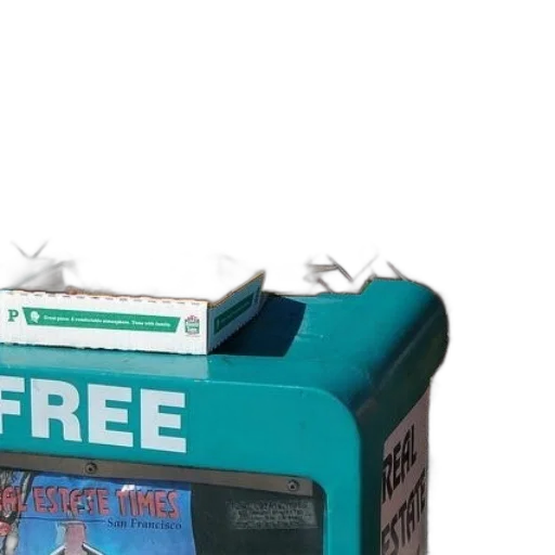 robot, weapon, vaporwave, pizza, box, sits, top, newspaper transparent PNG cut-out