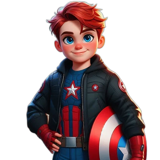 jacket, comic book art, concept art, cartoon, 3d render, young, character, red transparent PNG cut-out