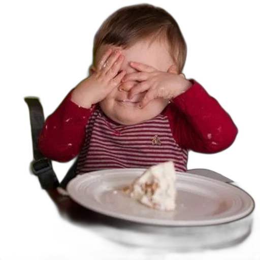 food, toddler, high, chair, covers, their, eyes, hands transparent PNG cut-out