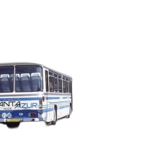 car, photorealistic, 3d render, concept art, blue, white, bus, word transparent PNG cut-out