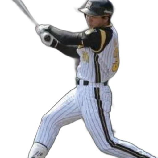 staff, baseball, player, white, pinstripe, uniform, black, accents transparent PNG cut-out